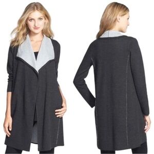 EILEEN FISHER Organic-Cotton & Cashmere Cascading Cardigan M. With pockets!